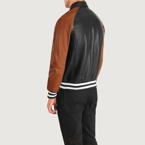 Black & Brown Leather Varsity Jacket