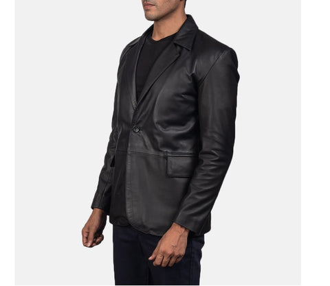 Daron Black Leather Blazer